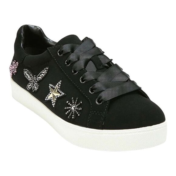 Libby Edelman Cece Black Low Top Lace Up Rhinestone Sneakers Size 11 - Picture 1 of 10